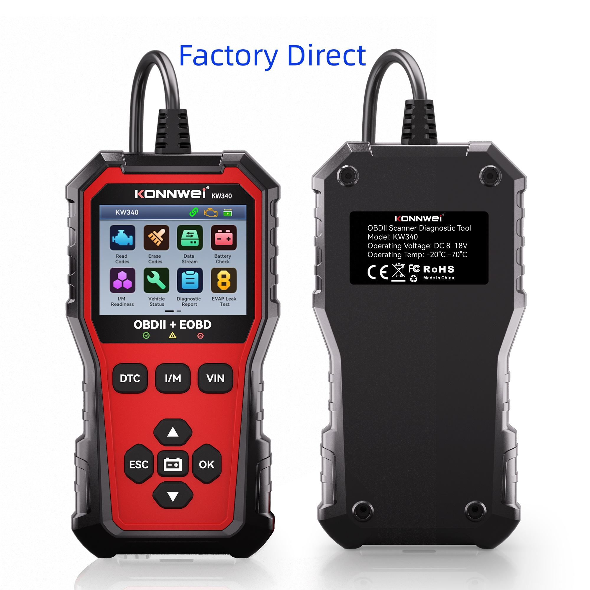 Car Diagnostic Tool Full System - Диагностический сканер KONNWEI KW340 для автомобилей