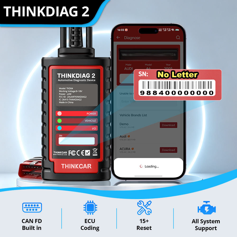 Thinkcar Thinkdiag 2 - Диагностический инструмент Thinkcar Thinkdiag 2 OBD2