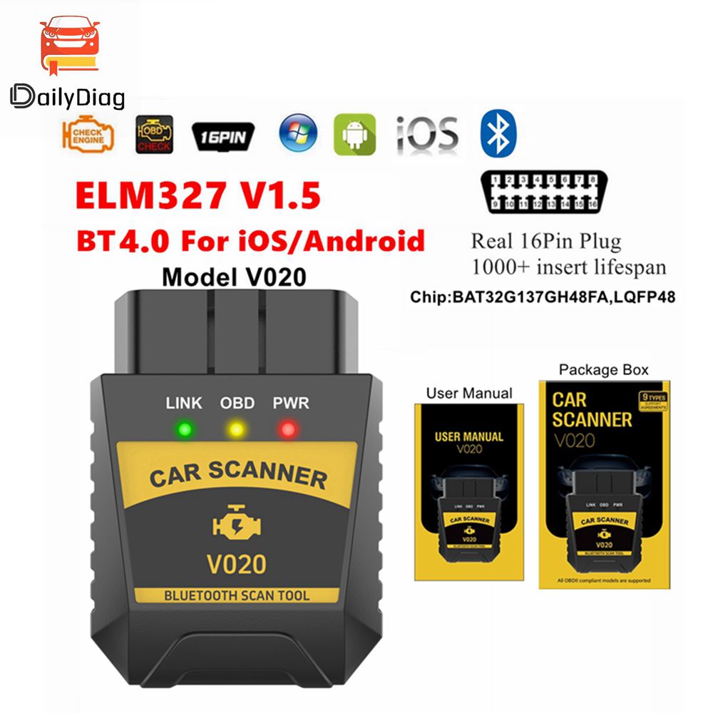 Obd2 Scanner Bluetooth Android - Elm327 V020 Bluetooth 4.0 для IOS/Android/ПК