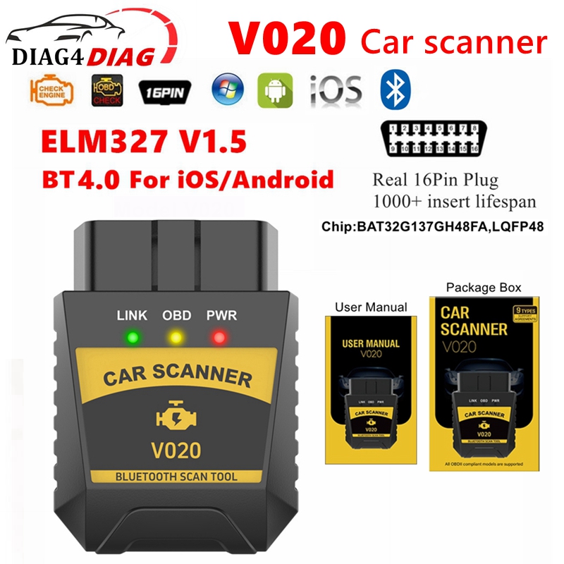Obd2 Scanner Bluetooth Android - V020 Bluetooth 4,0 OBD2 Инструмент диагностики